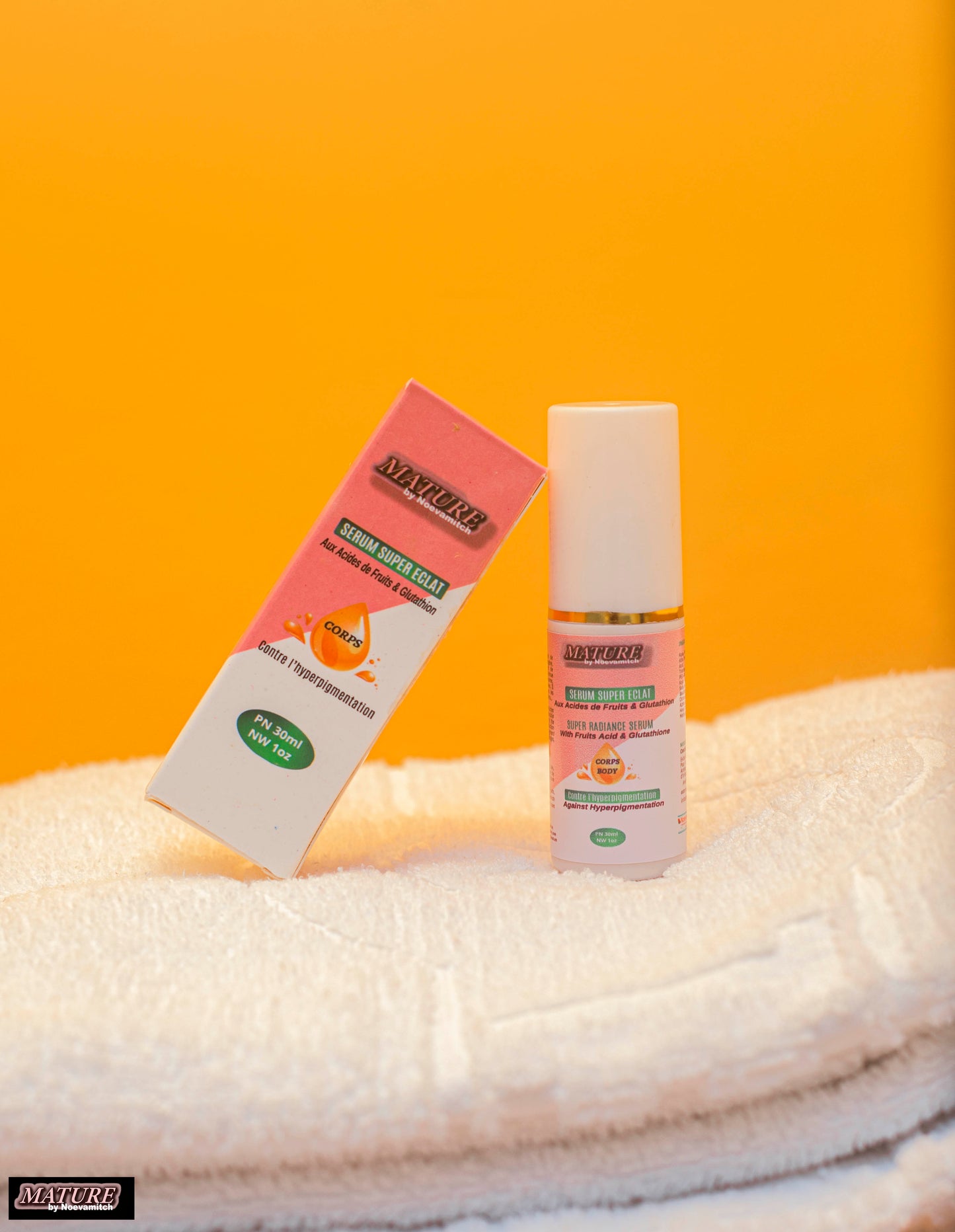 Sérum corporel super éclat : super éclaircissant, enrichi au gluthation contre l'hyperpigmentation